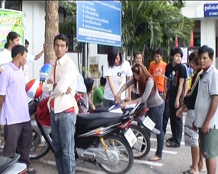 Business owners and village leaders arrive at the meeting chaired by Banglamung District Chief Mongkol Thammakittikhun.